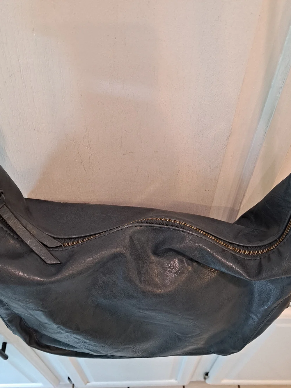 Joy Susan Navy Blue Vintage Debbie Hobo Slouchy Crescent Vegan Shoulder Bag